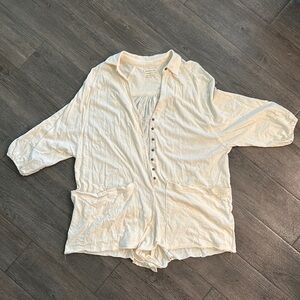 Urban Outfitters Cream Button-Up Romper